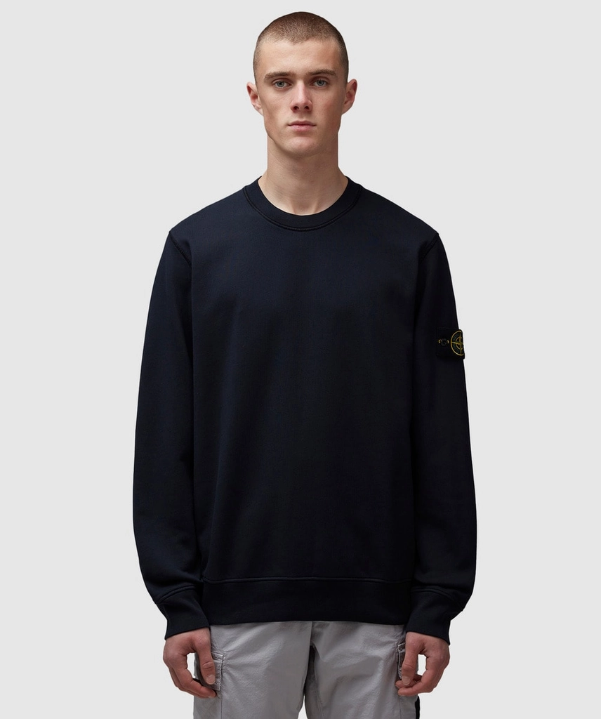 Stone Island Organic Cotton Fleece Sweatshirt (Navy Blue - M) - Size M